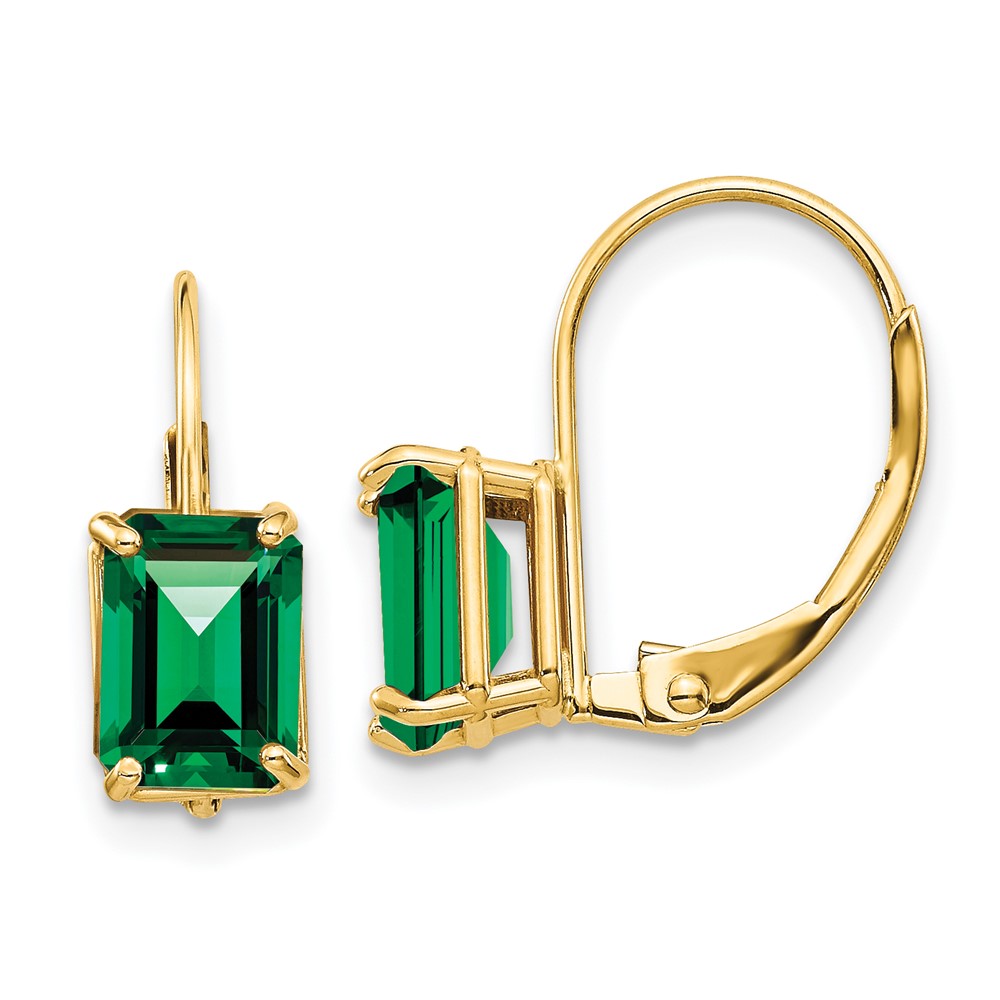 14k 7x5mm Emerald Cut Mount St. Helens Leverback Earrings (XLB124MS)