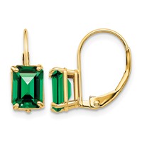 14K Yellow Gold 7x5mm Emerald-cut Mount St. Helens Leverback Earrings view 1