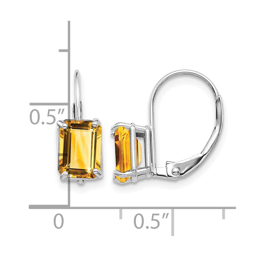 14k White Gold 7x5mm Emerald Cut Citrine Earrings (XLB124WCI)