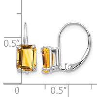 14K White Gold 7x5mm Emerald-cut Citrine Earrings view 2