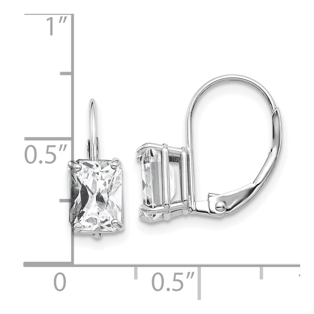 14k White Gold 7x5mm Emerald Cut Cubic Zirconia Earrings (XLB124WCZ)