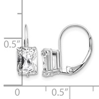 14K White Gold 7x 5mm Emerald-cut Cubic Zirconia Earrings view 2
