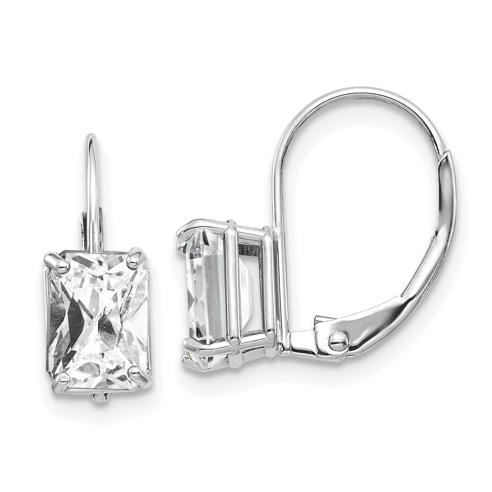 14k White Gold 7x5mm Emerald Cut Cubic Zirconia Earrings (XLB124WCZ)