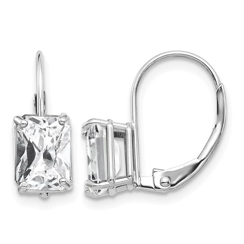 14K White Gold 7x 5mm Emerald-cut Cubic Zirconia Earrings
