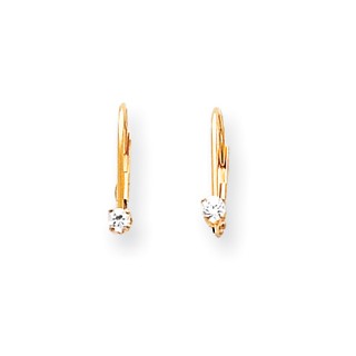 14k AAA Diamond leverback earring