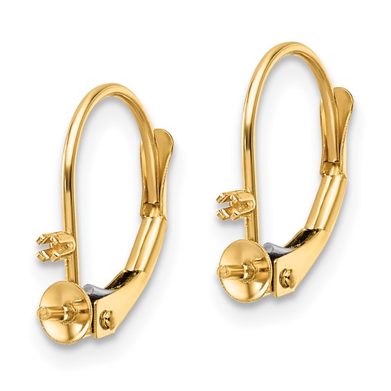 14k 5-5.5mm Pearl & Diamond Leverback Earring Mounting