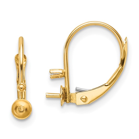 14k 5-5.5mm Pearl & Diamond Leverback Earring Mounting