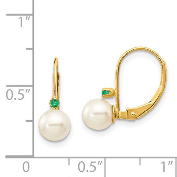 5-5.5 White Round FWC Pearl & Gemstone Leverback Earrings