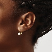 14K Yellow Gold 5-5.5mm White Round Freshwater Cultured Pearl and.04SA Sapphire Leverback Earrings view 3