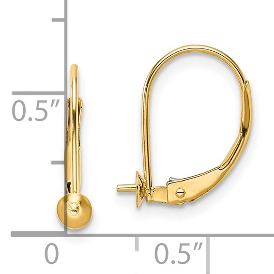 14k 5-5.5mm Pearl Leverback Earring Mounting