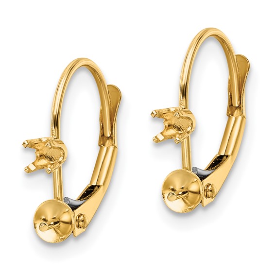 14k 6-6.5mm Pearl & Diamond Leverback Earring Mounting