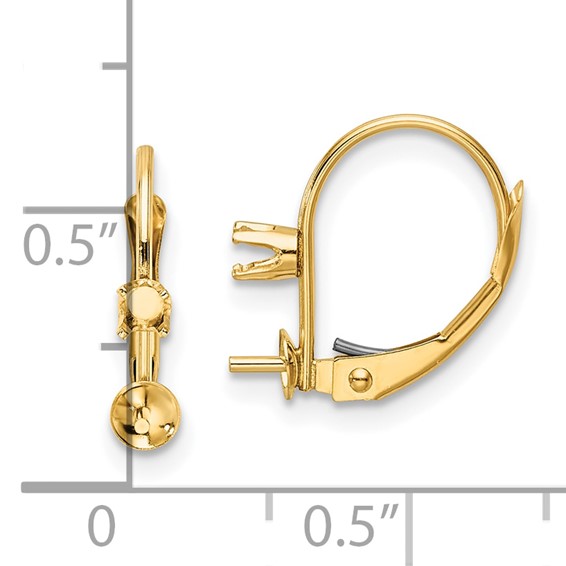 14k 6-6.5mm Pearl & Diamond Leverback Earring Mounting