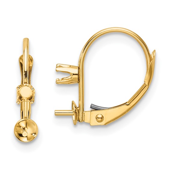 14k 6-6.5mm Pearl & Diamond Leverback Earring Mounting