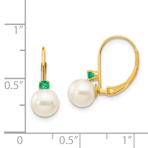 6-6.5 White Round FWC Pearl & Gemstone Leverback Earrings