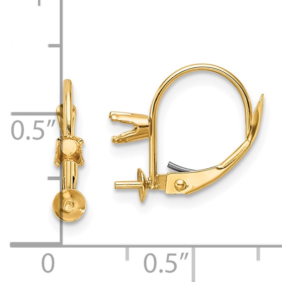 14k 7-7.5mm Pearl & Diamond Leverback Earring Mounting