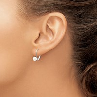 14K White Gold 5-6mm Round Freshwater Cultured Pearl Leverback Earrings view 3