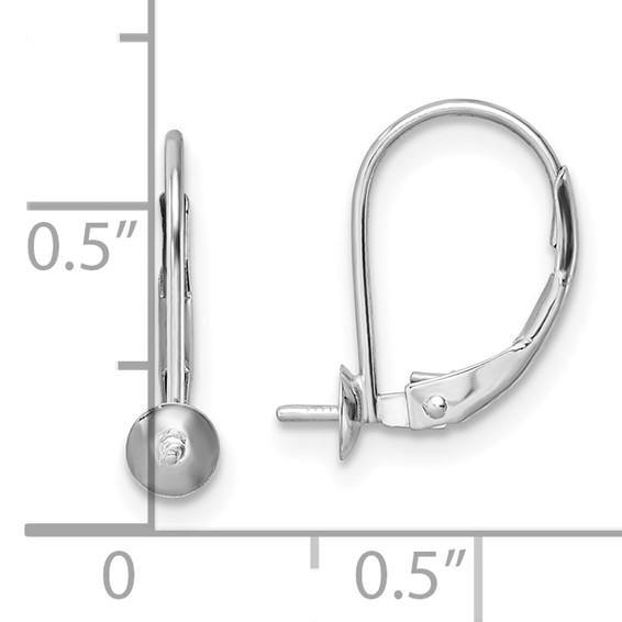 14k White Gold 6-6.5mm Pearl Leverback Earring Mounting