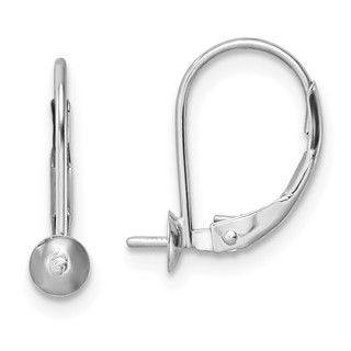 14k White Gold 6-6.5mm Pearl Leverback Earring Mounting