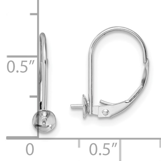 14k White Gold 7-7.5mm Pearl Leverback Earring Mounting