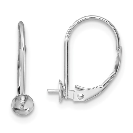 14k White Gold 7-7.5mm Pearl Leverback Earring Mounting