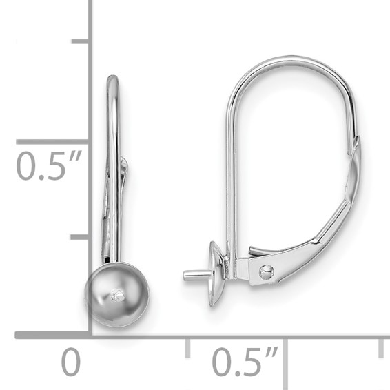 14k White Gold 8-8.5mm Pearl Leverback Earring Mounting