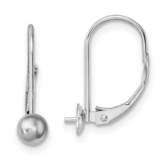 14k White Gold 8-8.5mm Pearl Leverback Earring Mounting