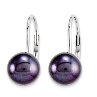 14k Black FW Cultured Pearl leverback earrings