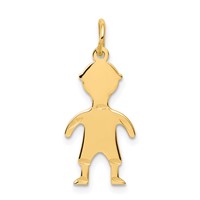 14K Yellow Gold .011 Depth Engravable Boy Charm view 1