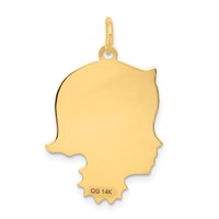 14K Yellow Gold .013 Depth Engravable Girl Head Charm view 4