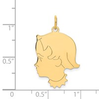 14K Yellow Gold .013 Depth Engravable Girl Head Charm view 3