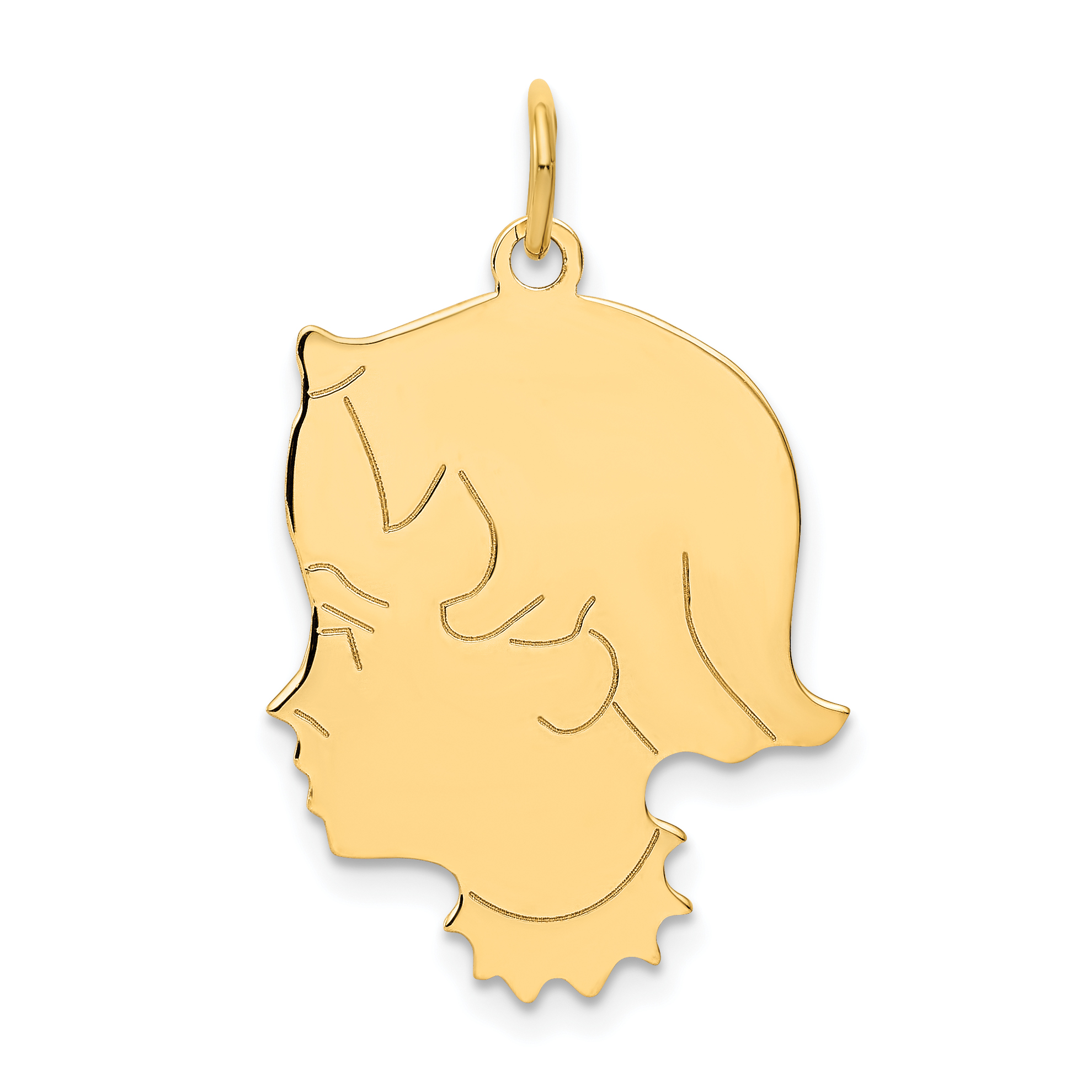 14k .013 Depth Engravable Girl Head Charm (XM102/13)
