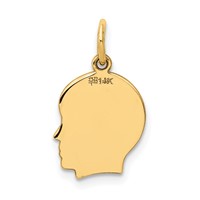 14K Yellow Gold Plain Small .027 Gauge Facing Right Engravable Boy Head Charm view 4