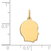 14K Yellow Gold Plain Small .027 Gauge Facing Right Engravable Boy Head Charm view 3