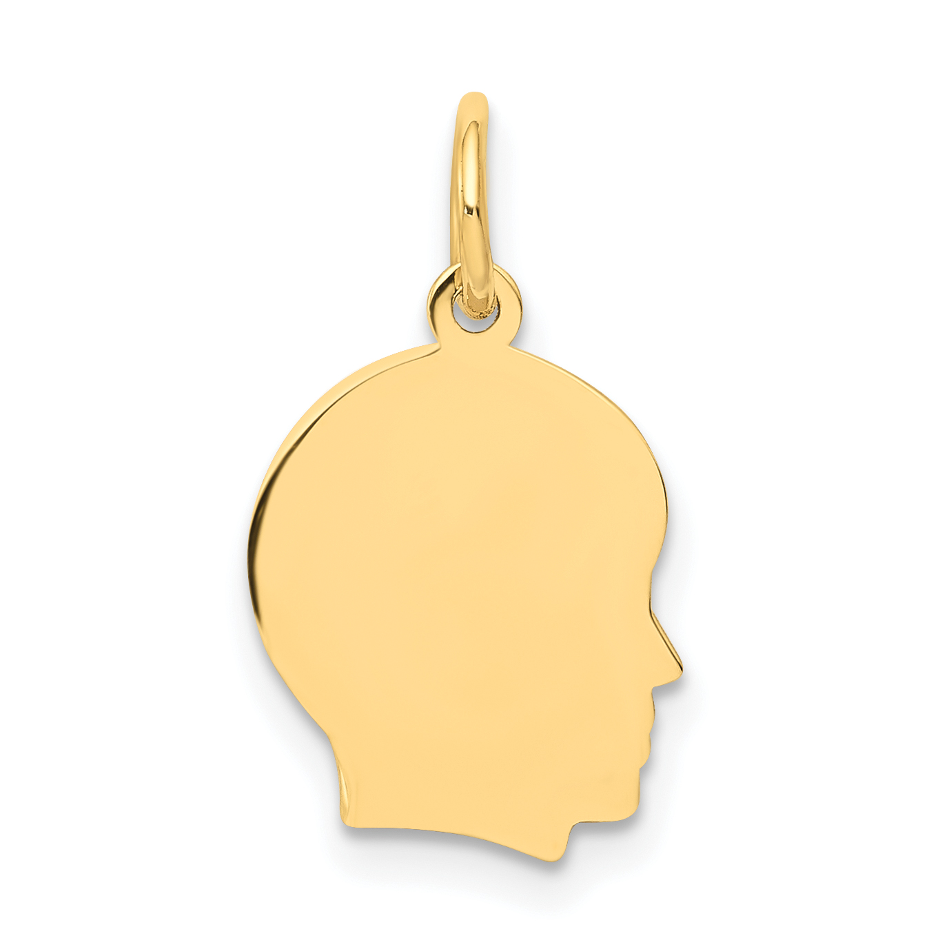 14k Plain Small .018 Gauge Facing Right Engravable Boy Head Charm (XM104/18)