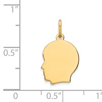 14K Yellow Gold Plain Small .018 Gauge Facing Left Engravable Boy Head Charm view 2