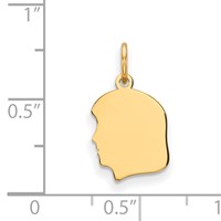 14K Plain Small .027 Gauge Facing Left Engravable Girl Head Charm view 2