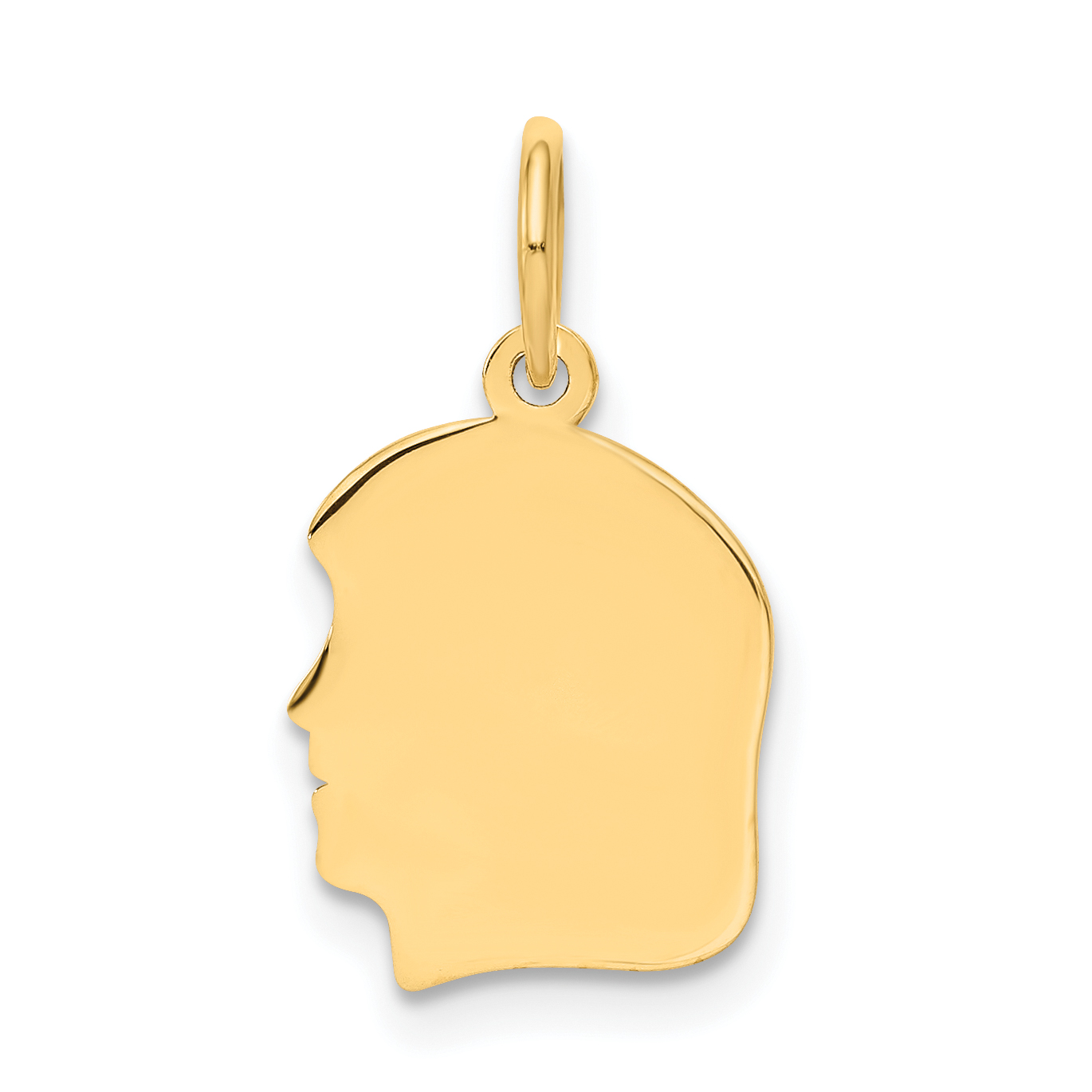14k Plain Small .018 Gauge Facing Left Engravable Girl Head Charm (XM107/18)