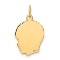 14K Plain Medium .027 Gauge Facing Right Engravable Boy Head Charm view 3