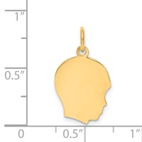 14K Plain Medium .027 Gauge Facing Right Engravable Boy Head Charm view 2
