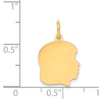 14K Plain Medium .009 Gauge Facing Right Engravable Girl Head Charm view 2