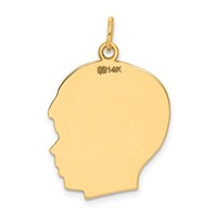 14K Plain Large .027 Gauge Facing Right Engravable Boy Head Charm view 3
