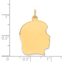 14K Plain Large .035 Gauge Facing Right Engravable Girl Head Charm view 2