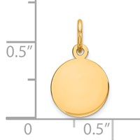 14K Plain .009 Gauge Round Engravable 10mm Disc Charm view 2