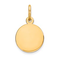 14K Plain .009 Gauge Round Engravable 10mm Disc Charm view 1