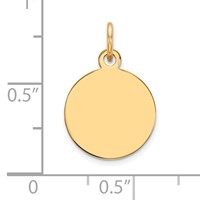 14K Plain .018 Gauge Round Engravable 12mm Disc Charm view 2