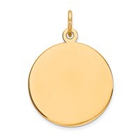 14K Yellow Gold Plain .009 Gauge Round Engravable 18mm Disc Charm view 1