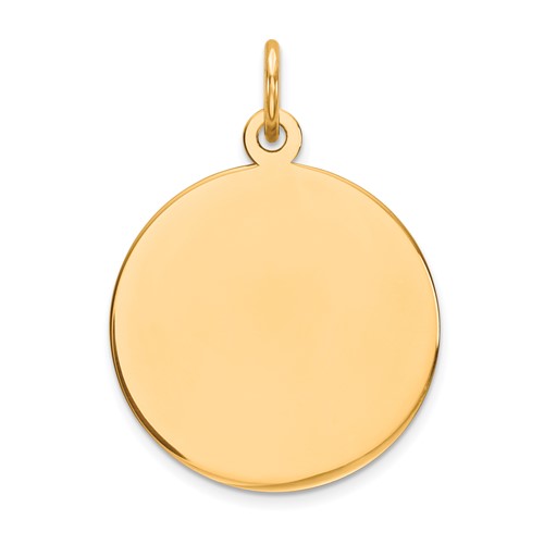 14K Plain .013 Gauge Round Engravable 18mm Disc Charm