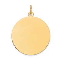 14K Plain .035 Gauge Round Engravable 24mm Disc Charm view 1