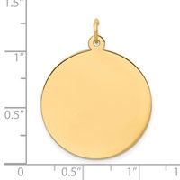 14K Yellow Gold Plain .035 Gauge Round Engravable 25mm Disc Charm view 2