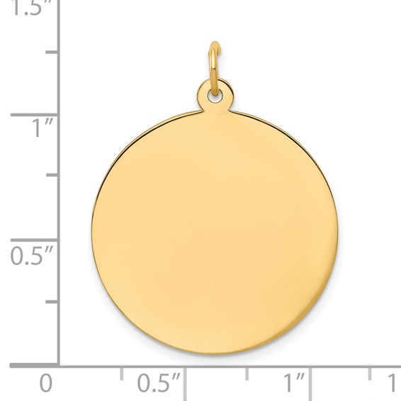 14k Plain .050 Gauge Round Engravable 25mm Disc Charm